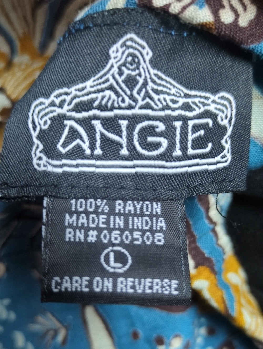 Angie Boho Floral Tie Back Cutout Tiered Mini Dress Teal Yellow, Size L - Picture 11 of 11